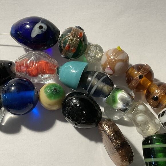 Mixed Loose Beads 50 pc Jewelry Making Artisan Murano Lampwork Glass Stone - Picture 2 of 9